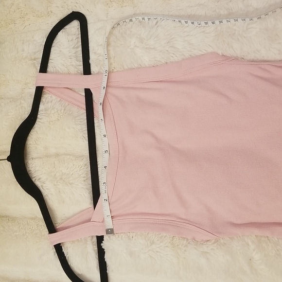 NWT Olivaceous Square Neck Ribbed Cross Back Thong Bodysuit S color light pink - Picture 9 of 11
